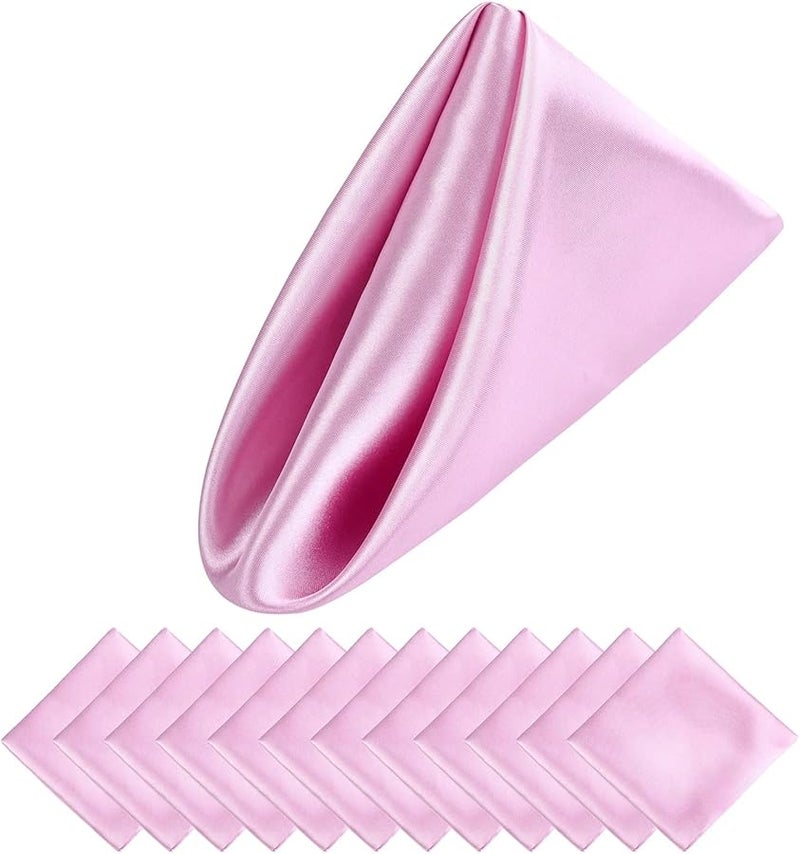 مناديل طاولة ساتان وردي 30x30 سم ناعمة لتزيين حفلات عشاء الزفاف وعيد الميلاد - Image 1